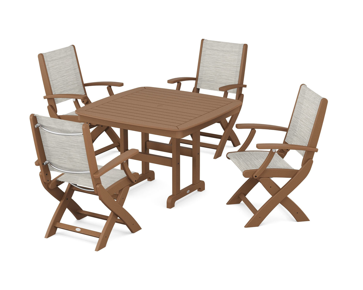 Coastal Folding Chair 5-Piece Dining Set