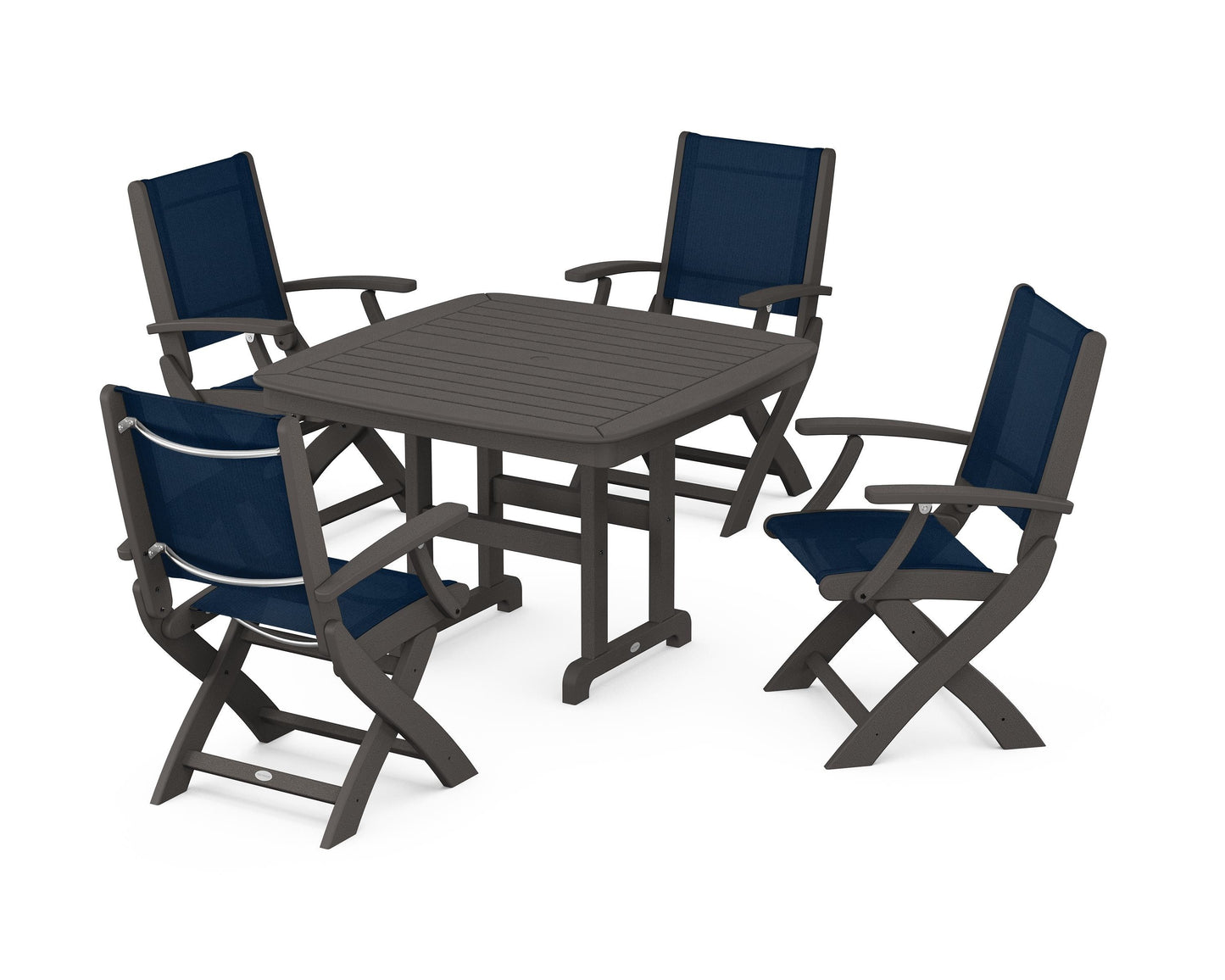 Coastal Folding Chair 5-Piece Dining Set