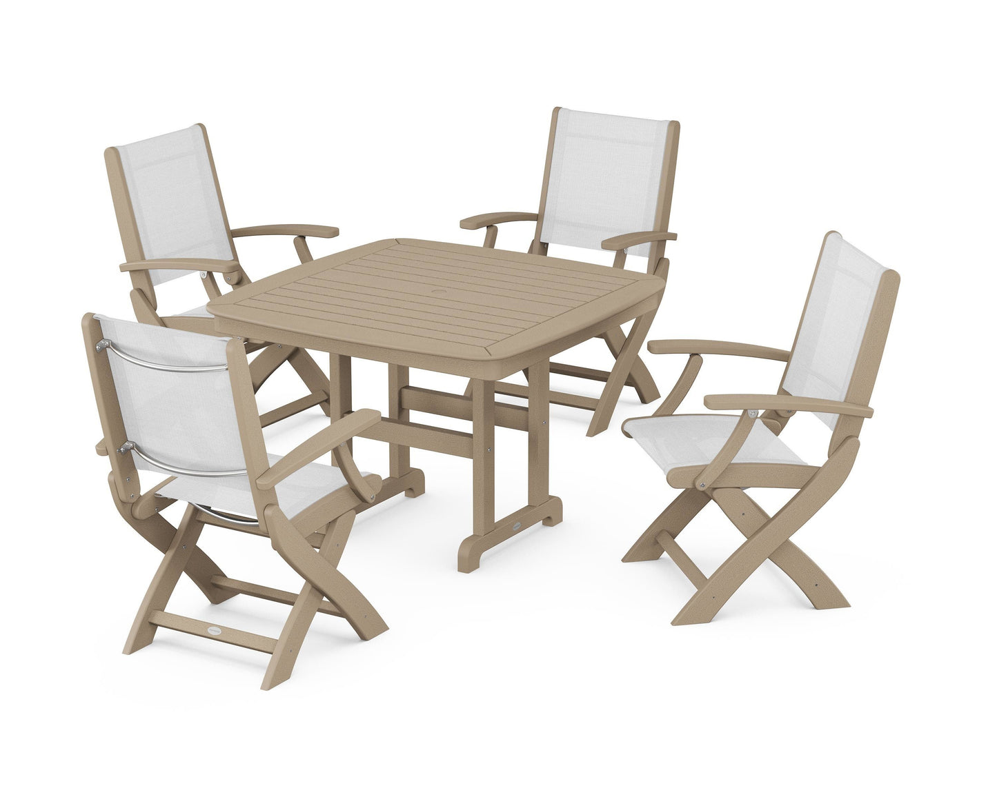 Coastal Folding Chair 5-Piece Dining Set