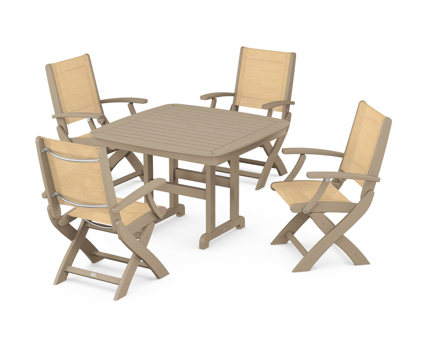 Coastal Folding Chair 5-Piece Dining Set