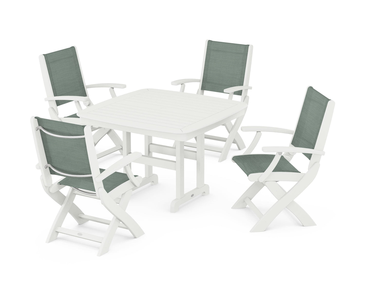 Coastal Folding Chair 5-Piece Dining Set