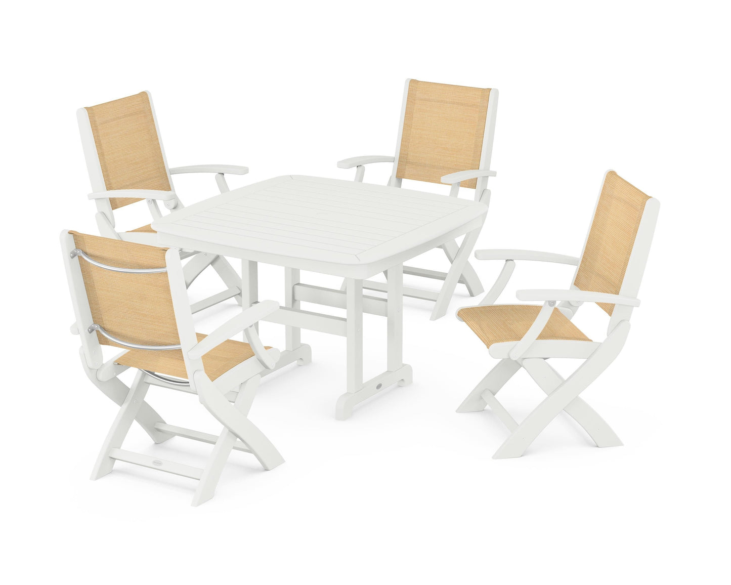 Coastal Folding Chair 5-Piece Dining Set