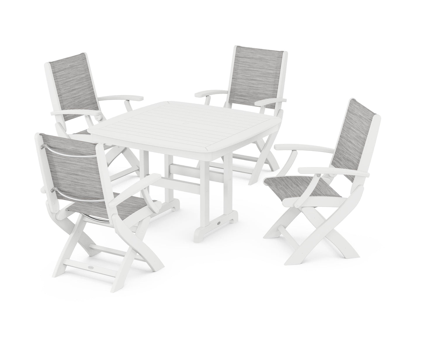 Coastal Folding Chair 5-Piece Dining Set