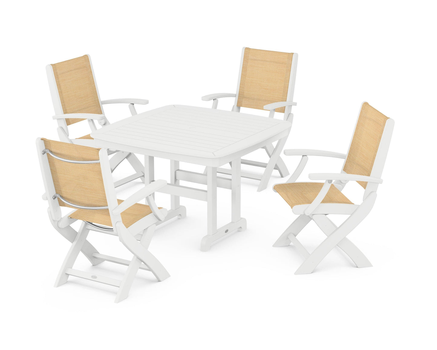 Coastal Folding Chair 5-Piece Dining Set