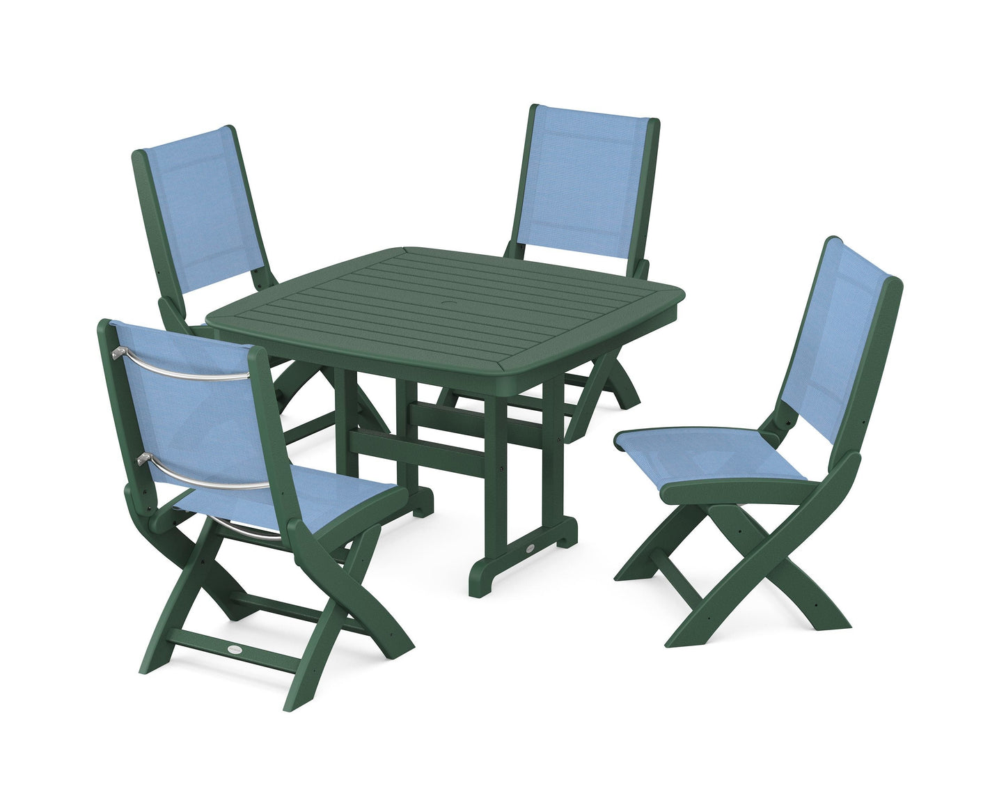 Coastal Folding Side Chair 5-Piece Dining Set