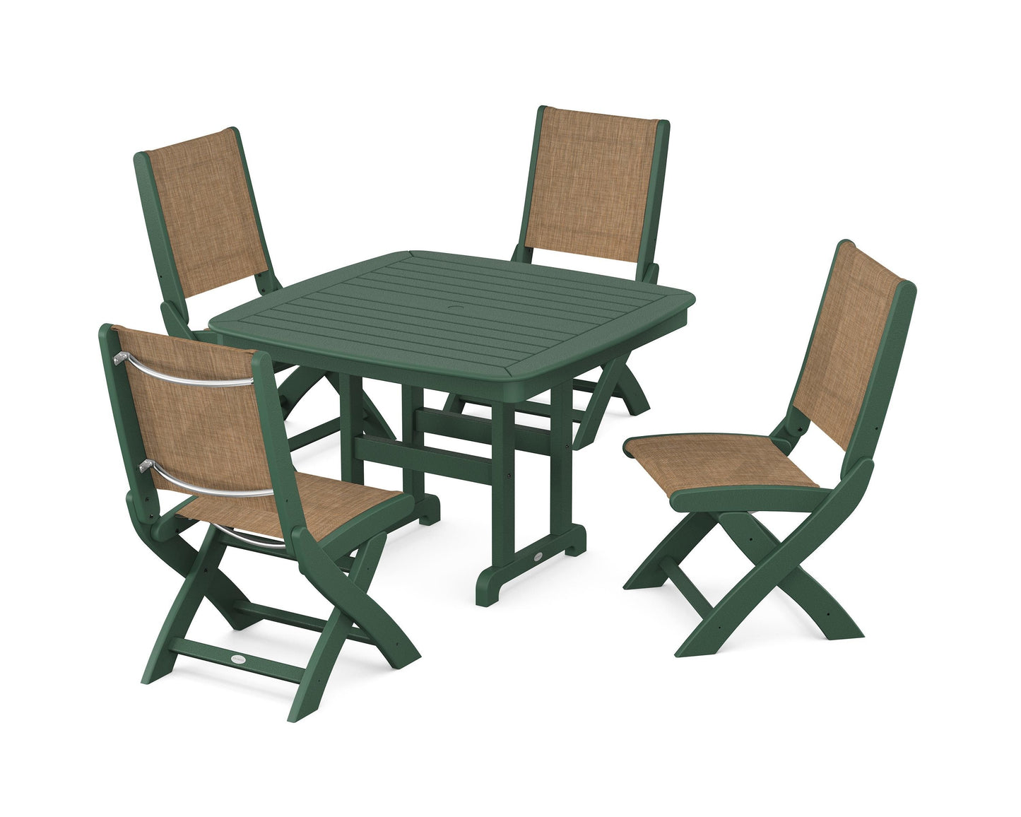 Coastal Folding Side Chair 5-Piece Dining Set