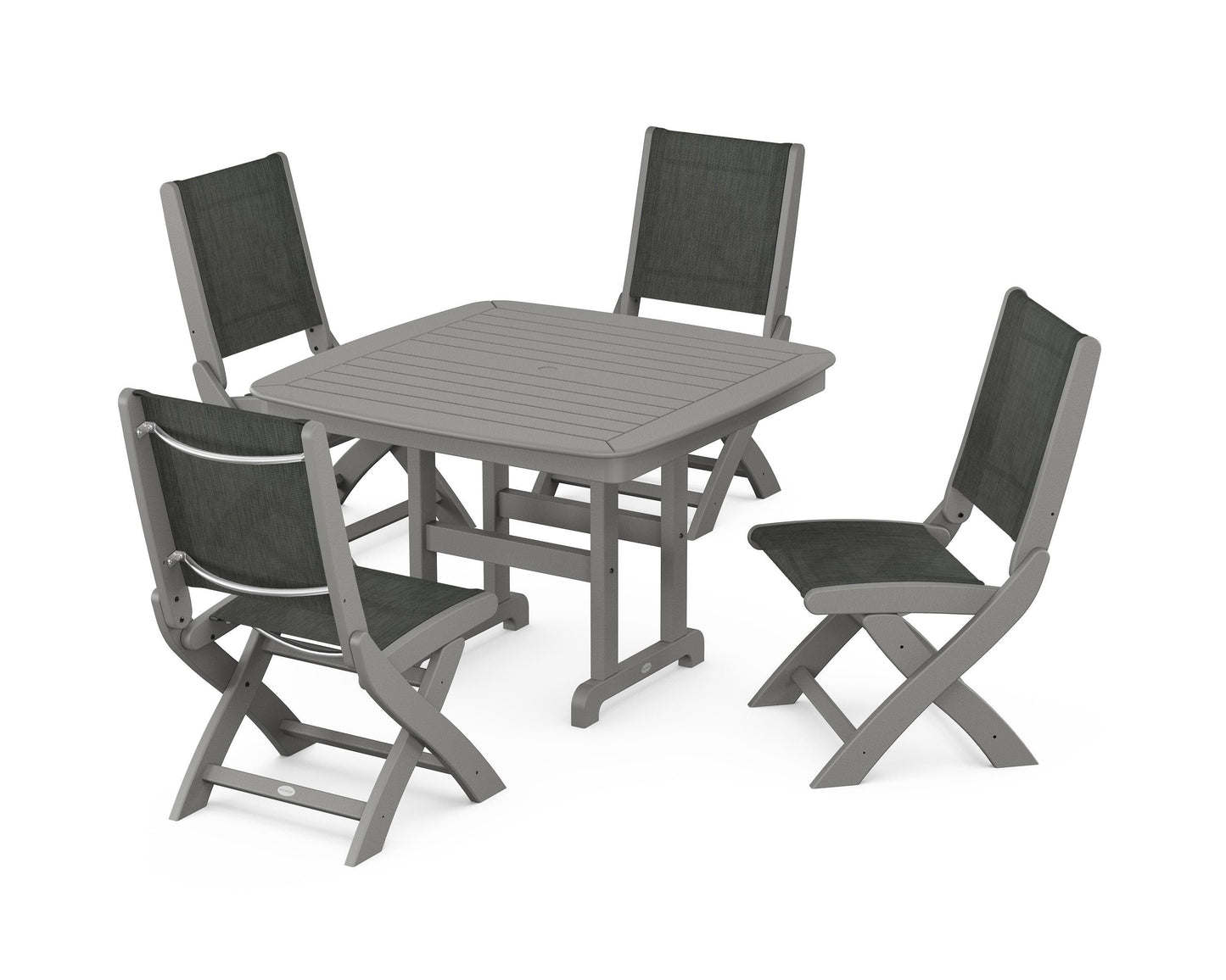 Coastal Folding Side Chair 5-Piece Dining Set