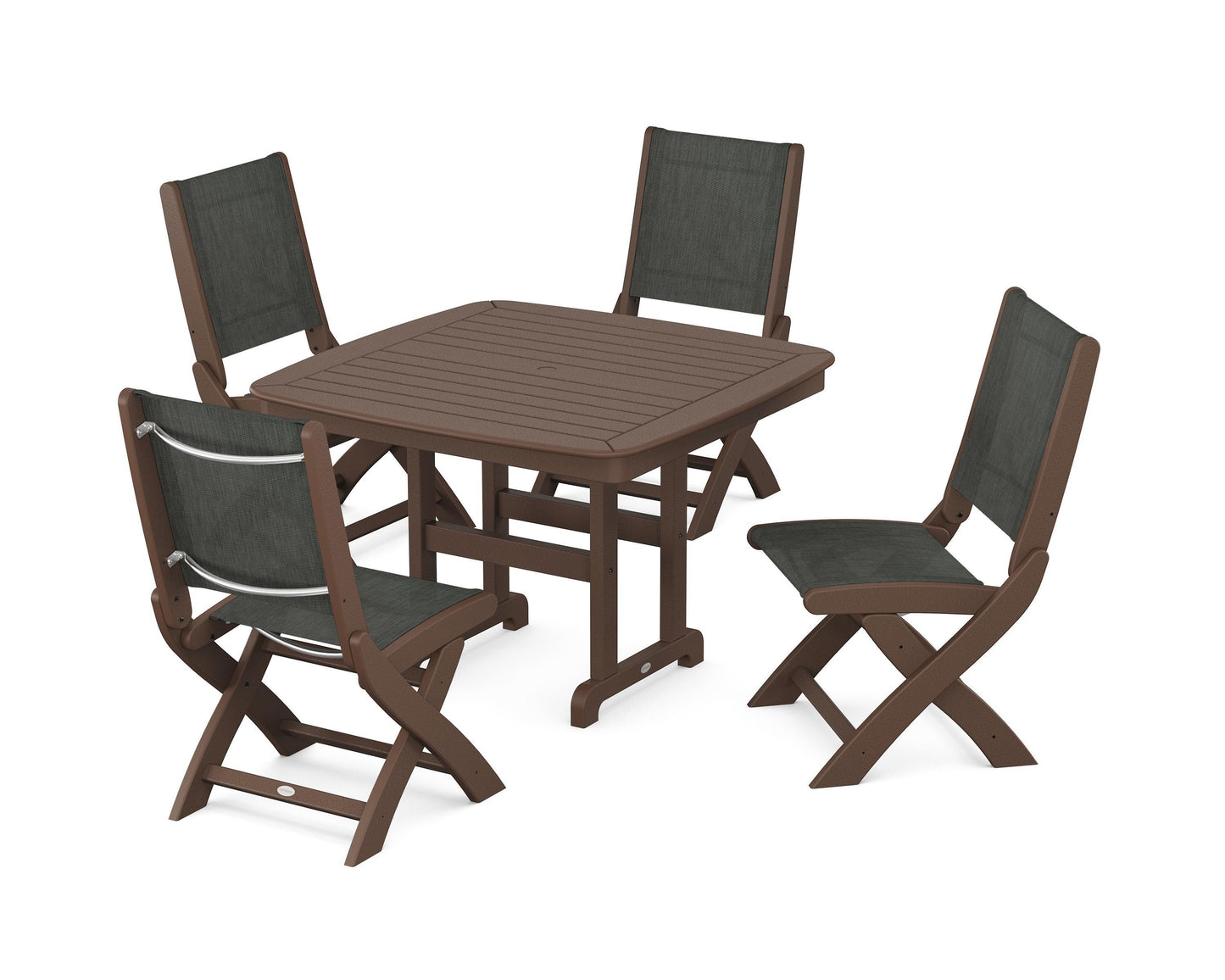 Coastal Folding Side Chair 5-Piece Dining Set