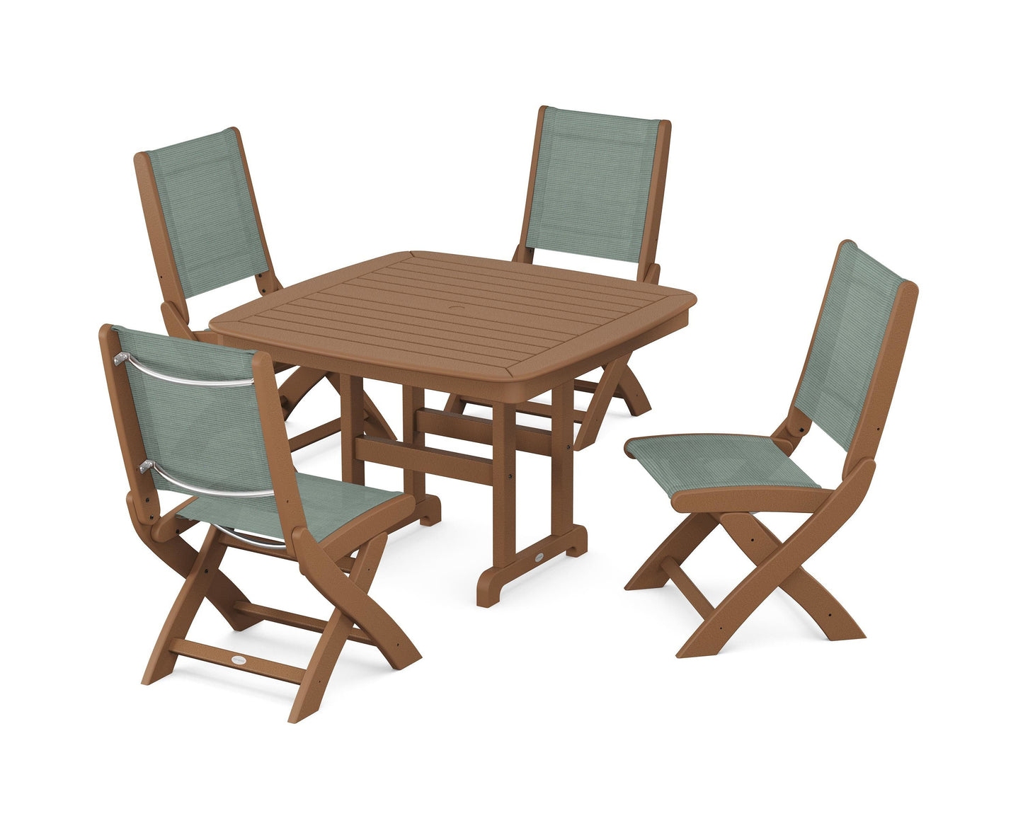 Coastal Folding Side Chair 5-Piece Dining Set