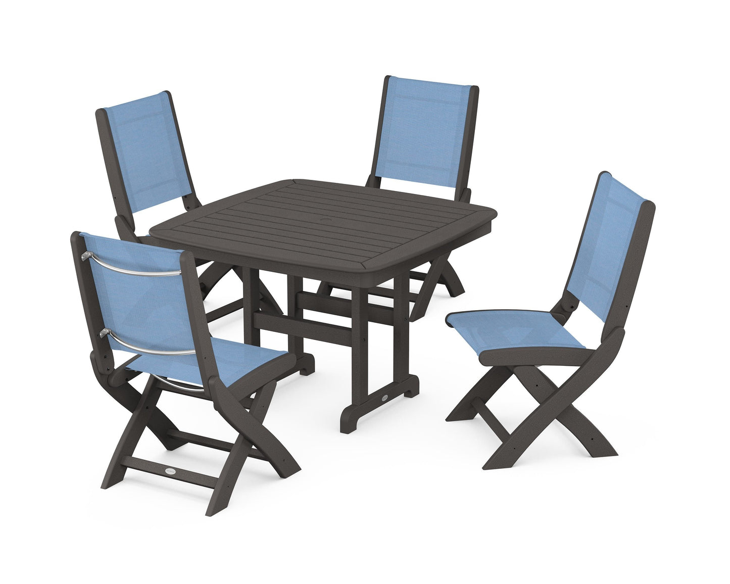 Coastal Folding Side Chair 5-Piece Dining Set