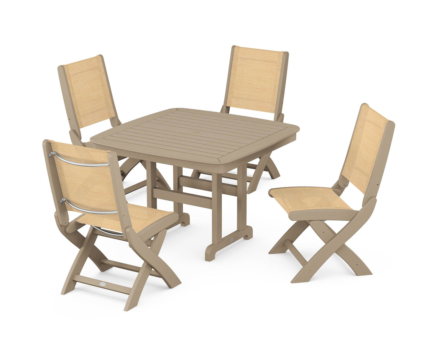 Coastal Folding Side Chair 5-Piece Dining Set