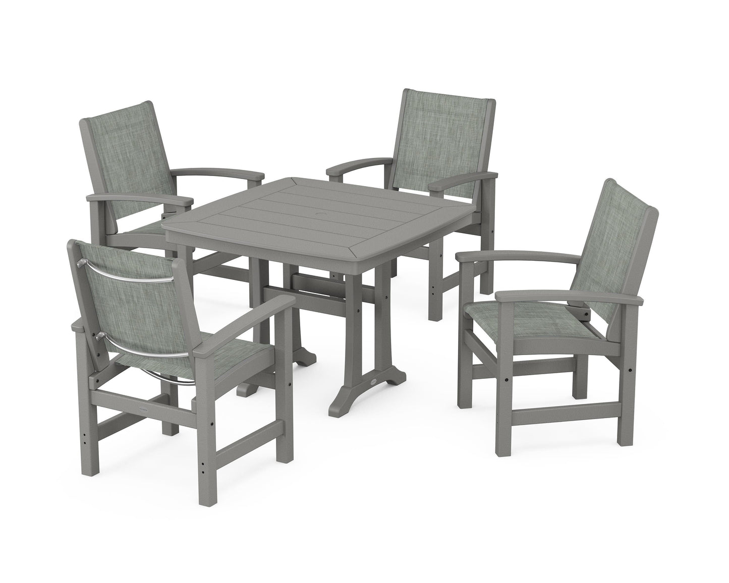 Coastal 5-Piece Dining Set with Trestle Legs