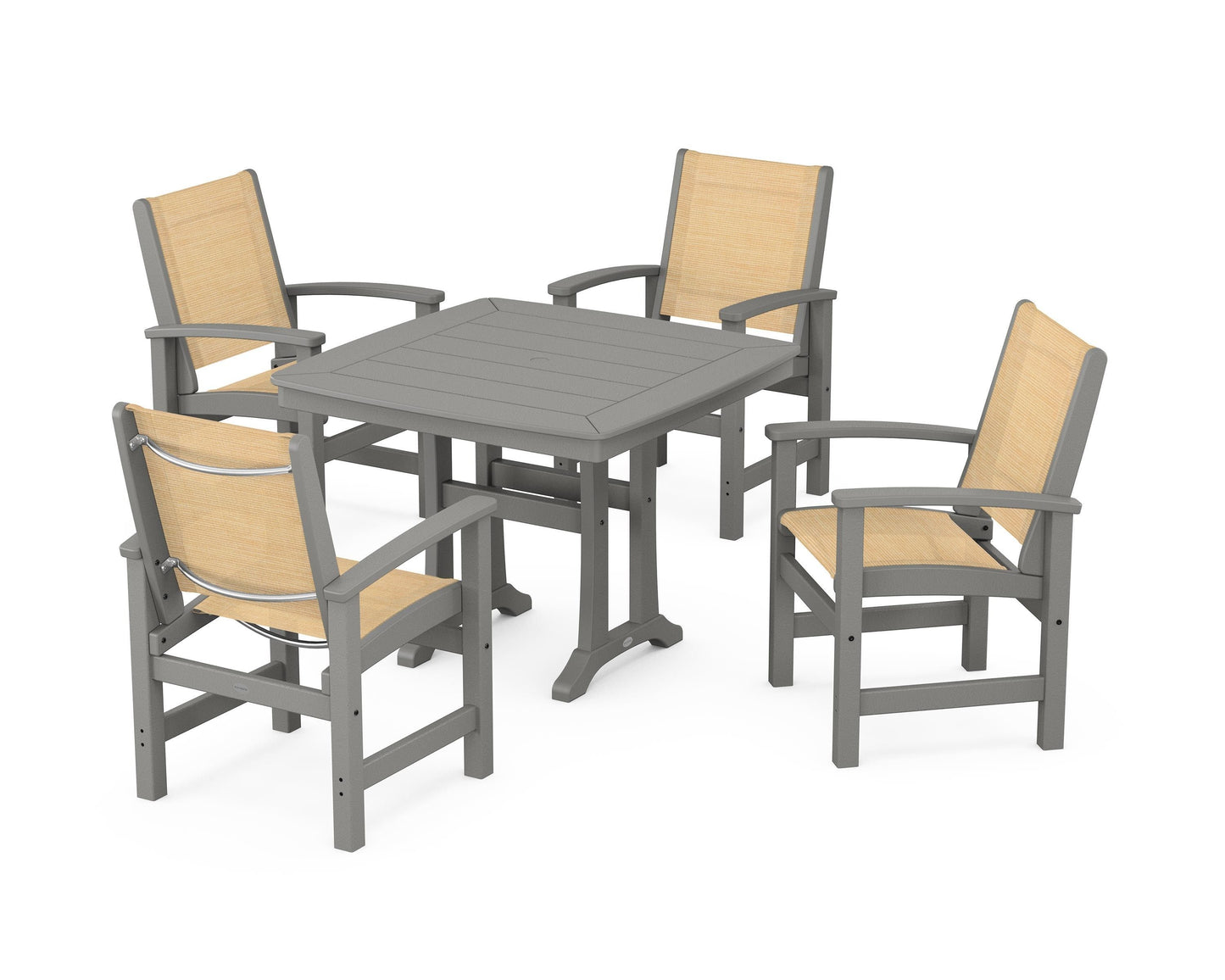 Coastal 5-Piece Dining Set with Trestle Legs