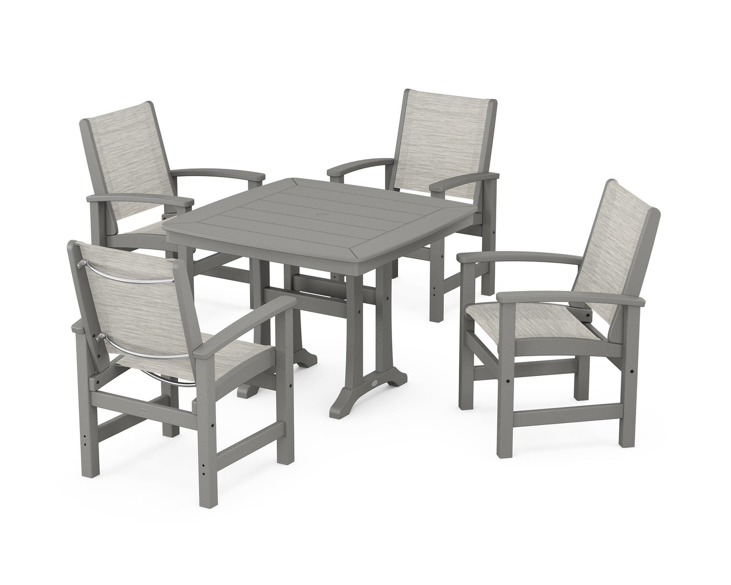 Coastal 5-Piece Dining Set with Trestle Legs