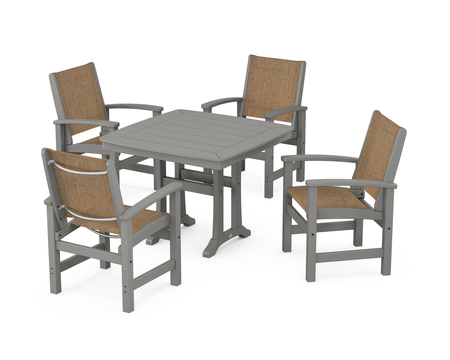 Coastal 5-Piece Dining Set with Trestle Legs