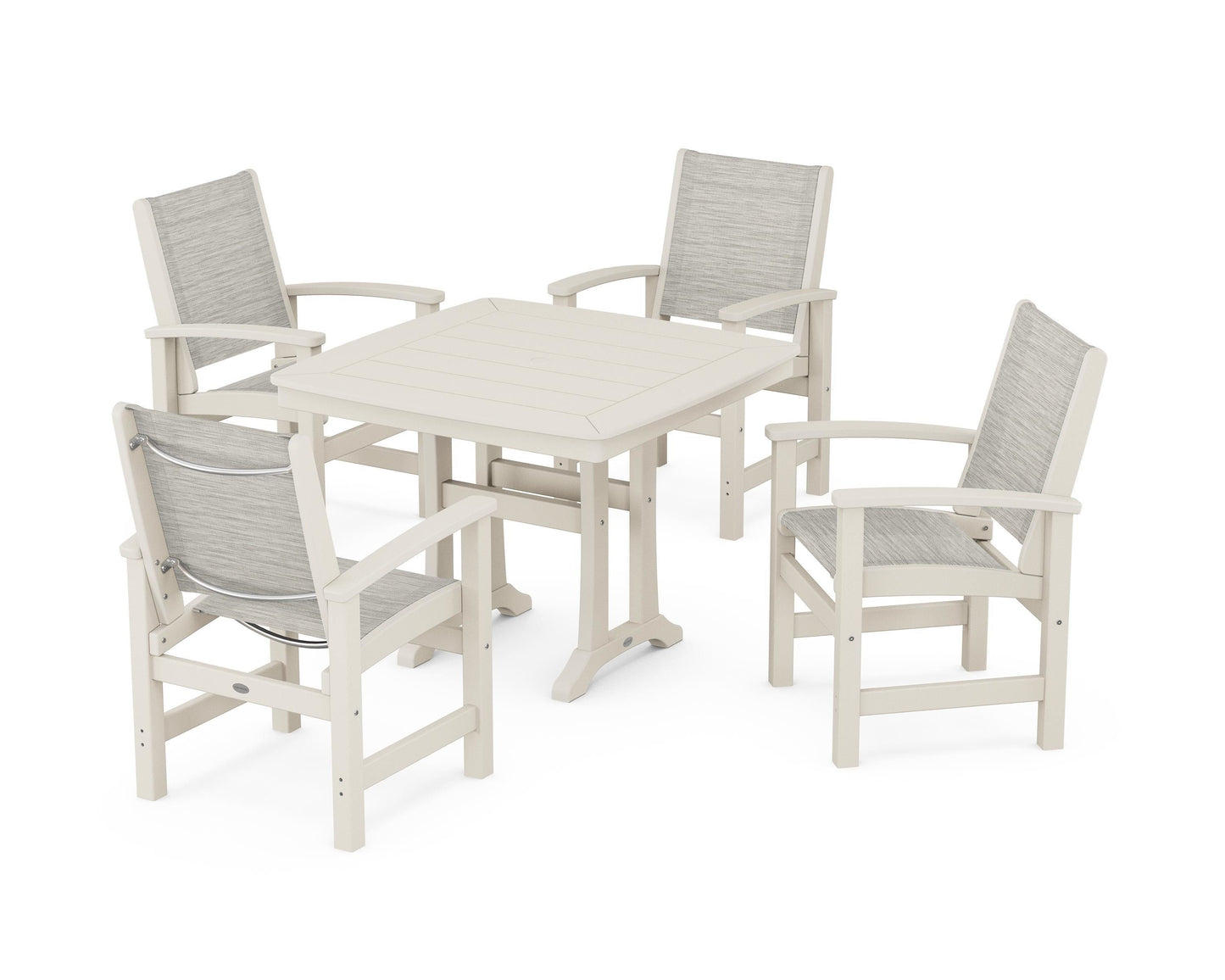 Coastal 5-Piece Dining Set with Trestle Legs