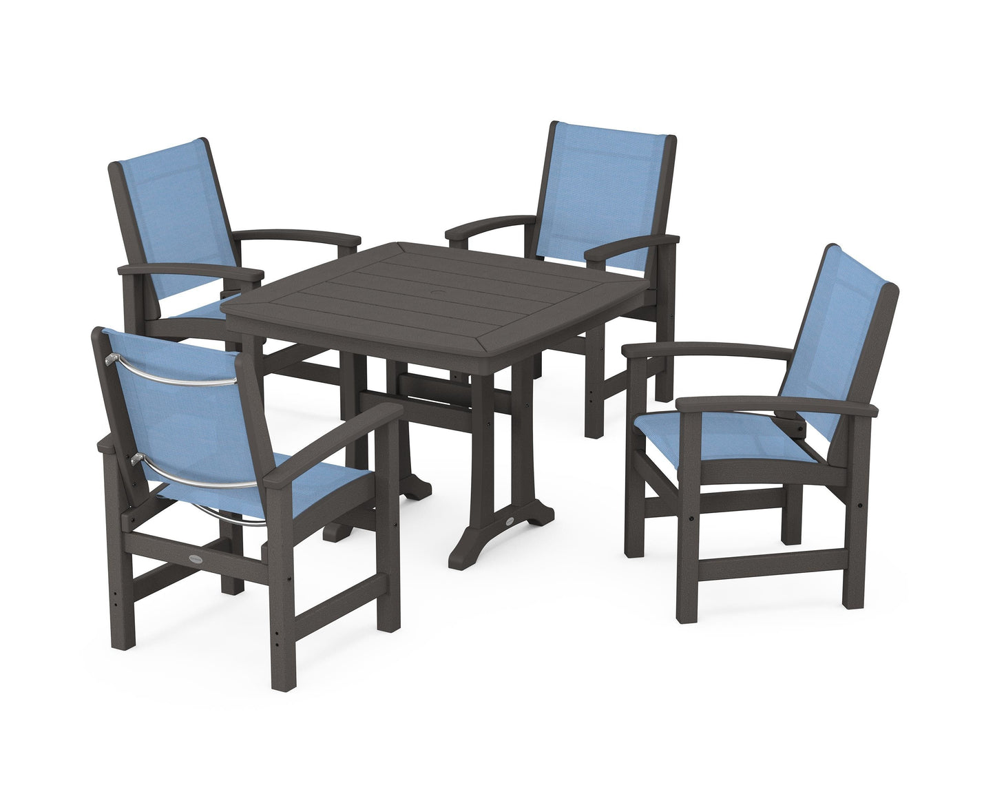 Coastal 5-Piece Dining Set with Trestle Legs