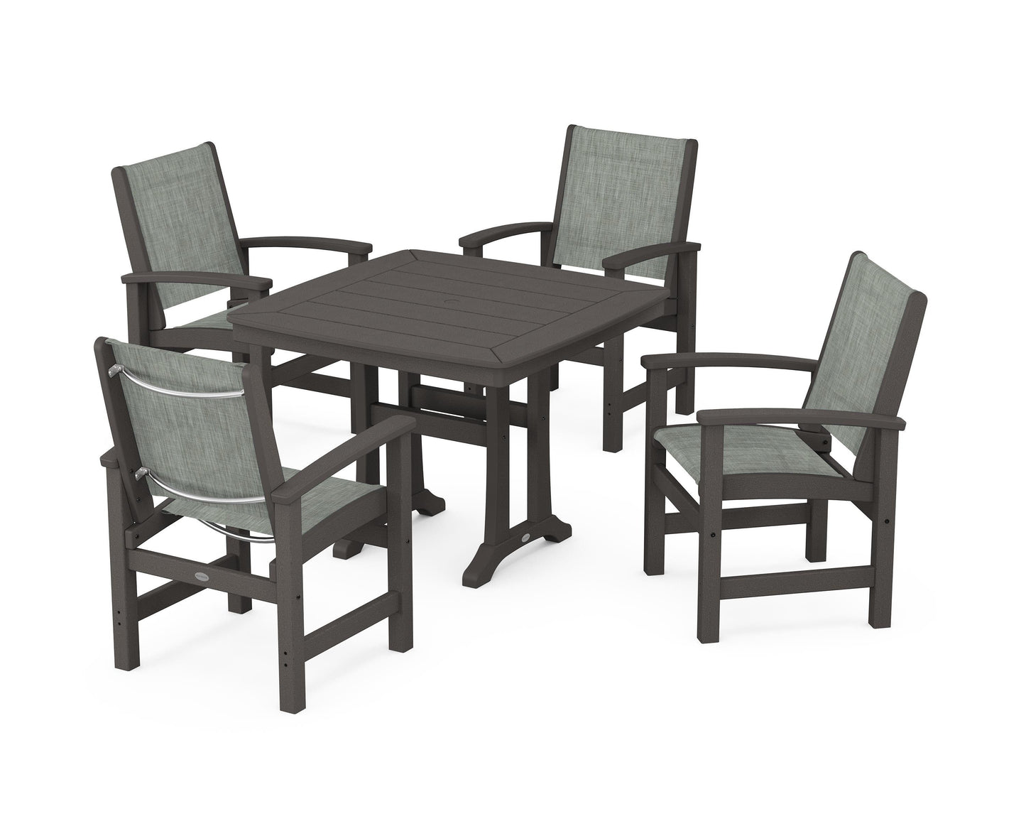 Coastal 5-Piece Dining Set with Trestle Legs