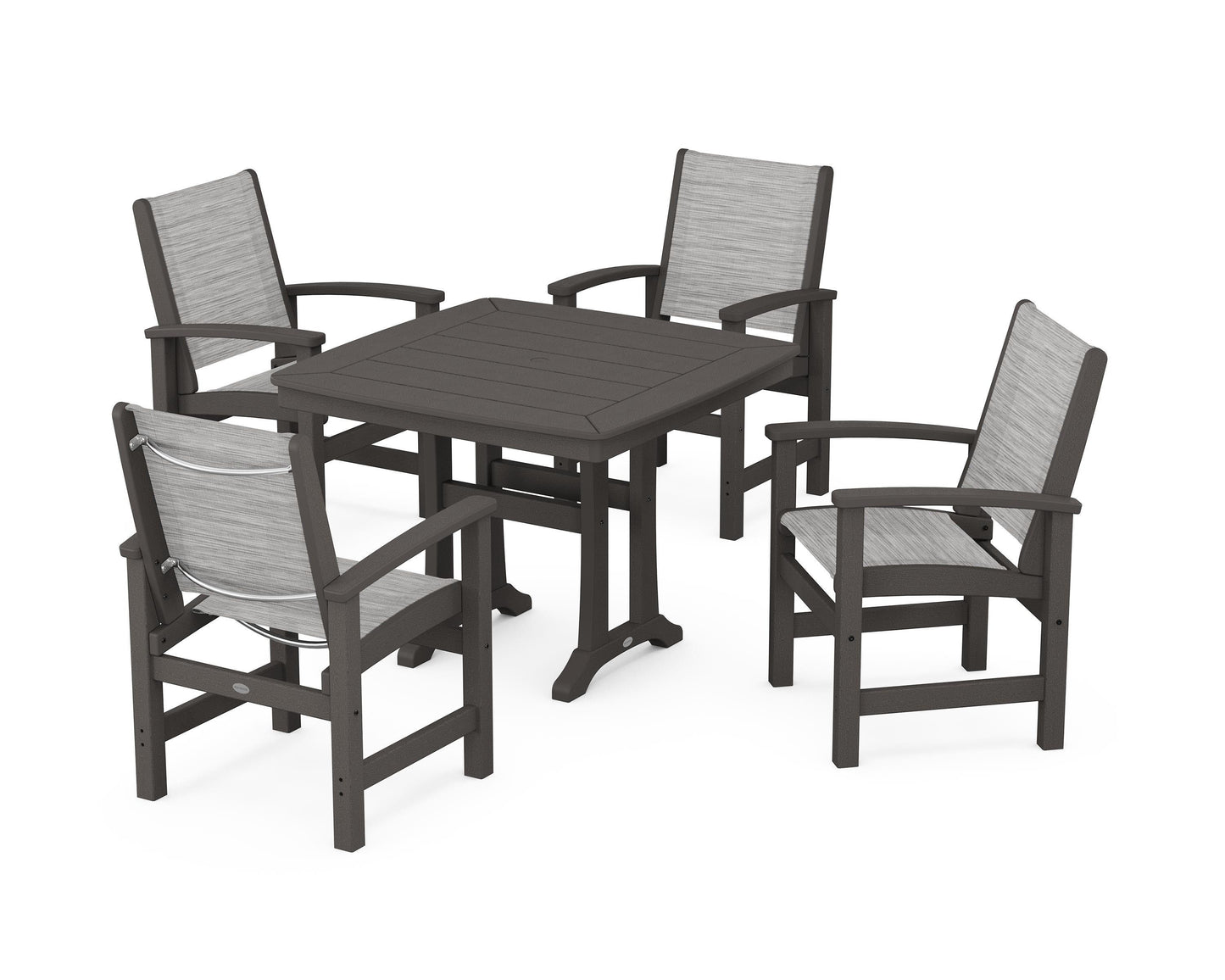 Coastal 5-Piece Dining Set with Trestle Legs