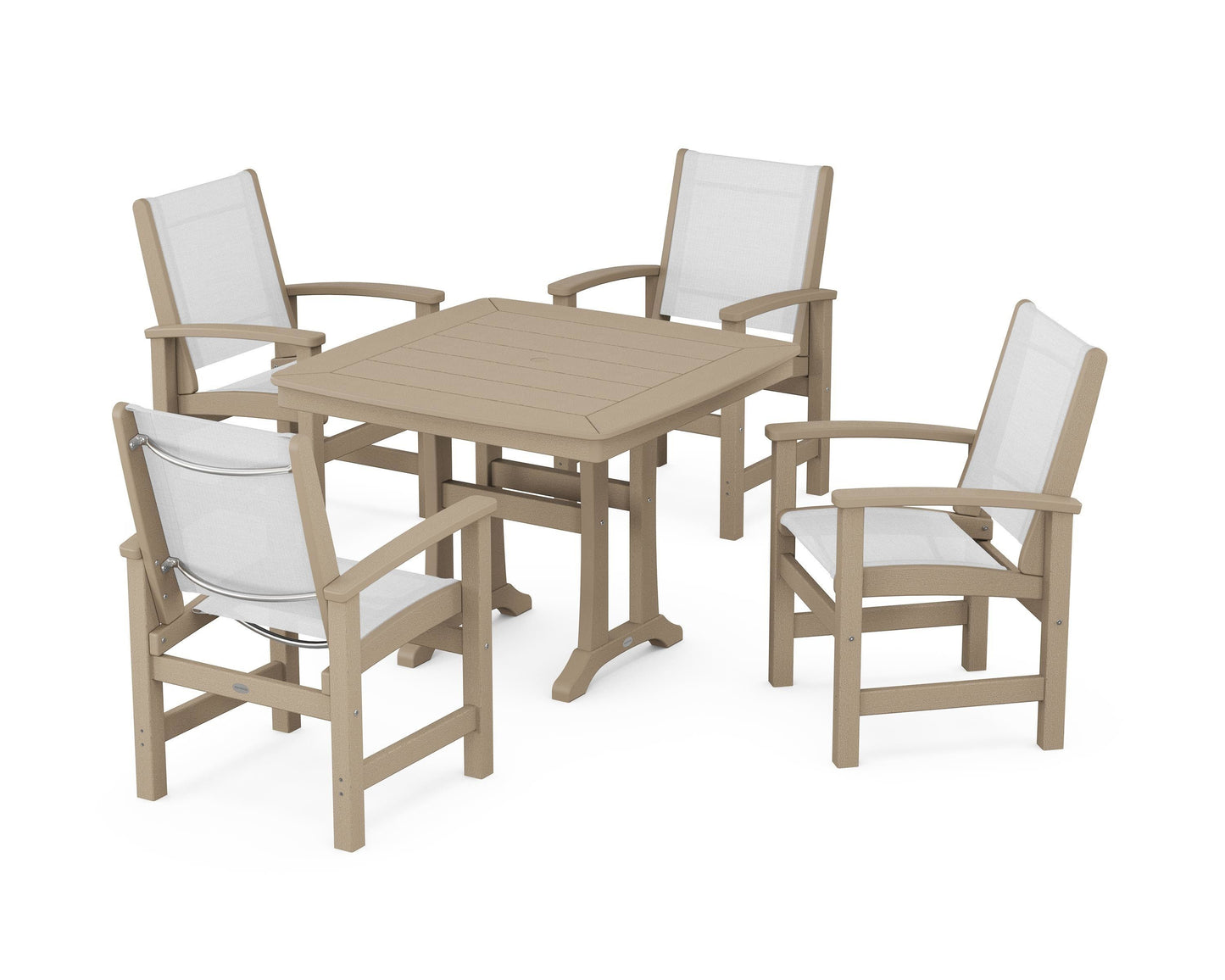 Coastal 5-Piece Dining Set with Trestle Legs