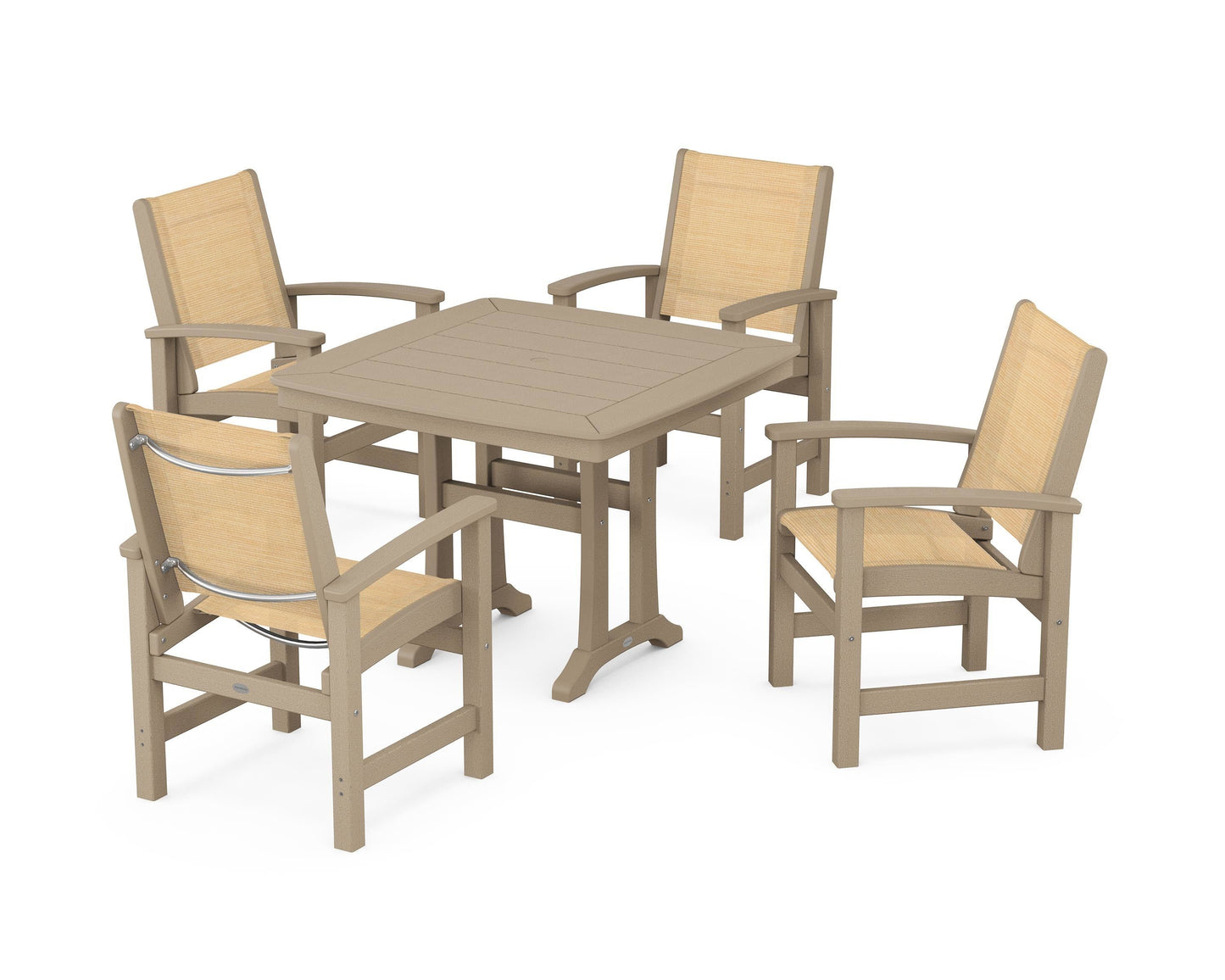 Coastal 5-Piece Dining Set with Trestle Legs