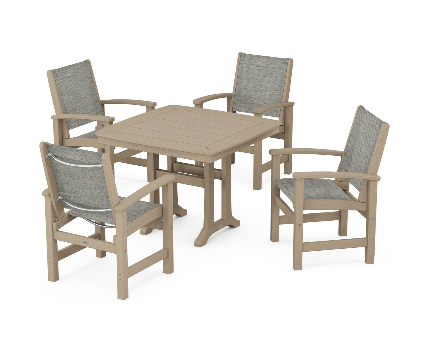 Coastal 5-Piece Dining Set with Trestle Legs