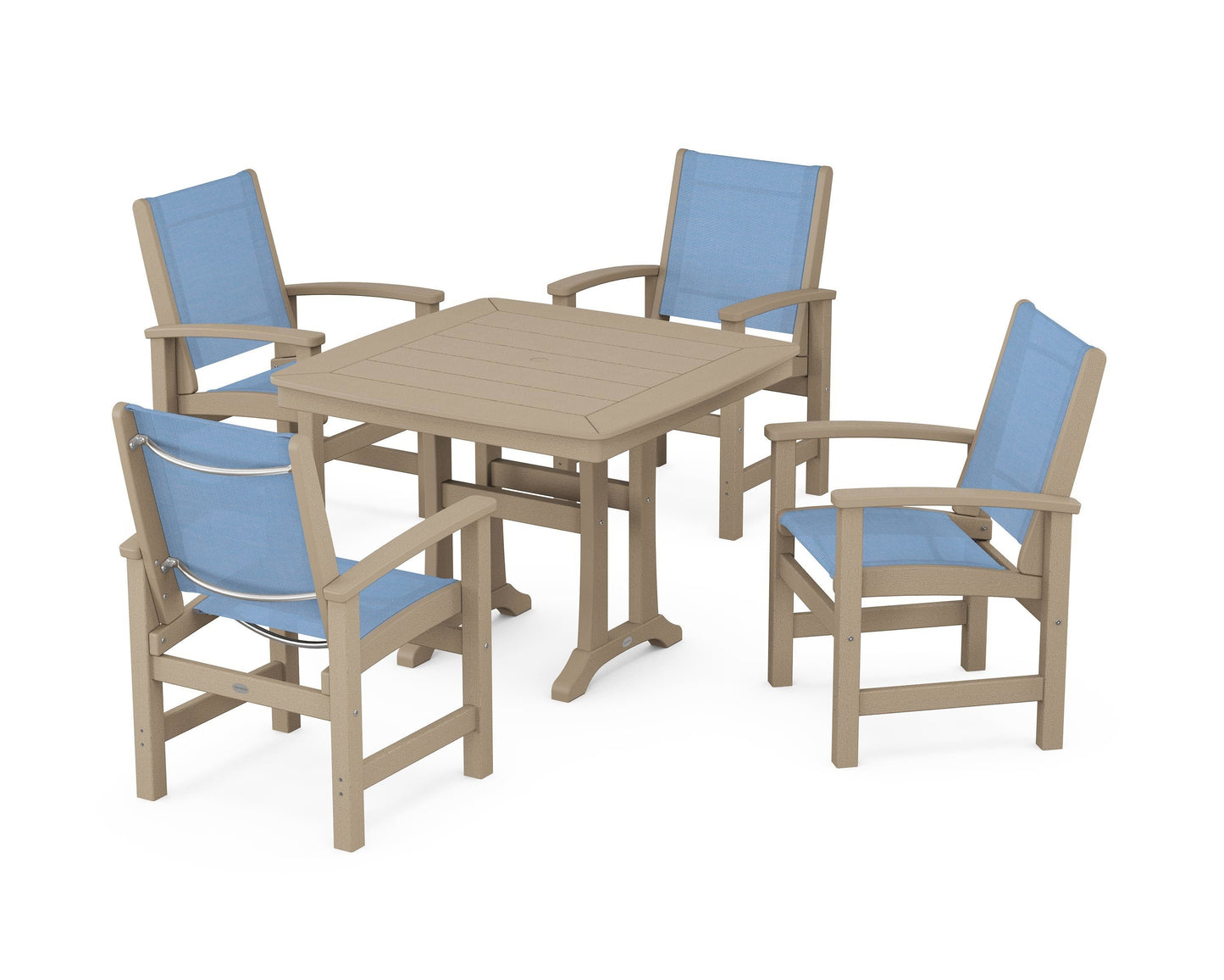 Coastal 5-Piece Dining Set with Trestle Legs