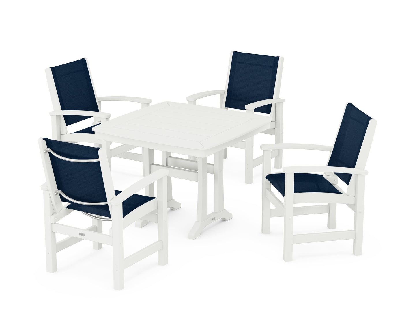 Coastal 5-Piece Dining Set with Trestle Legs