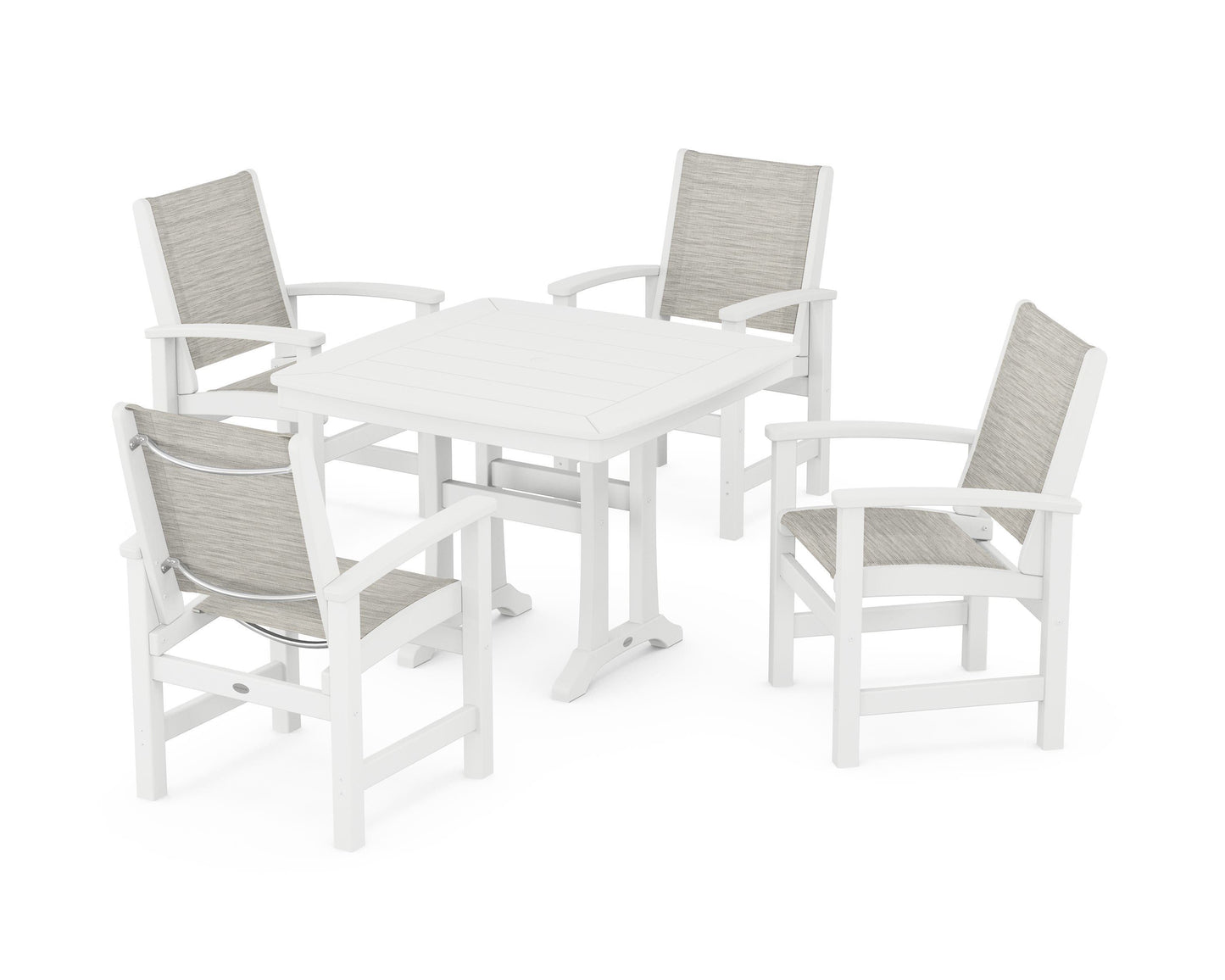 Coastal 5-Piece Dining Set with Trestle Legs