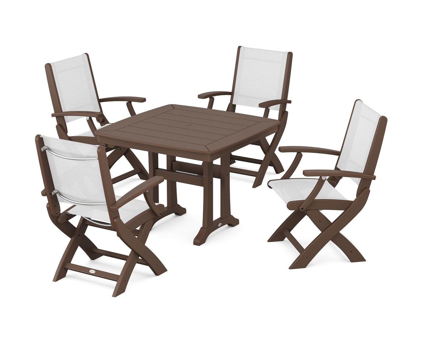 Coastal Folding Chair 5-Piece Dining Set with Trestle Legs