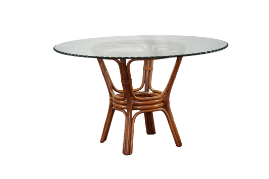 Rattan Glass-Top Dining Table