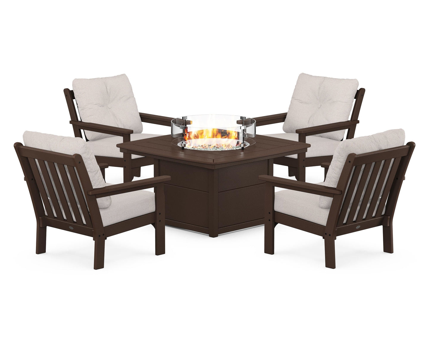 Vineyard 5-Piece Conversation Set with Fire Pit Table
