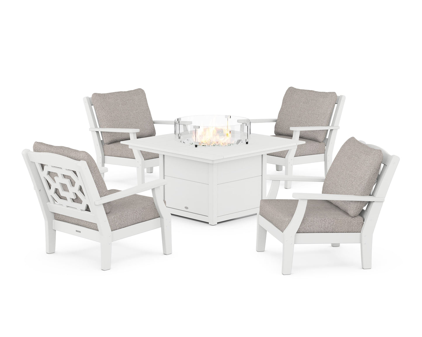 Chinoiserie 5-Piece Deep Seating Set with Fire Pit Table