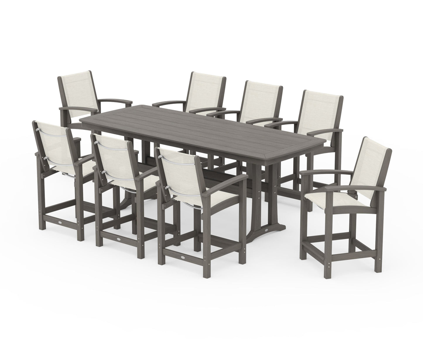 Coastal 9-Piece Counter Set with Trestle Legs