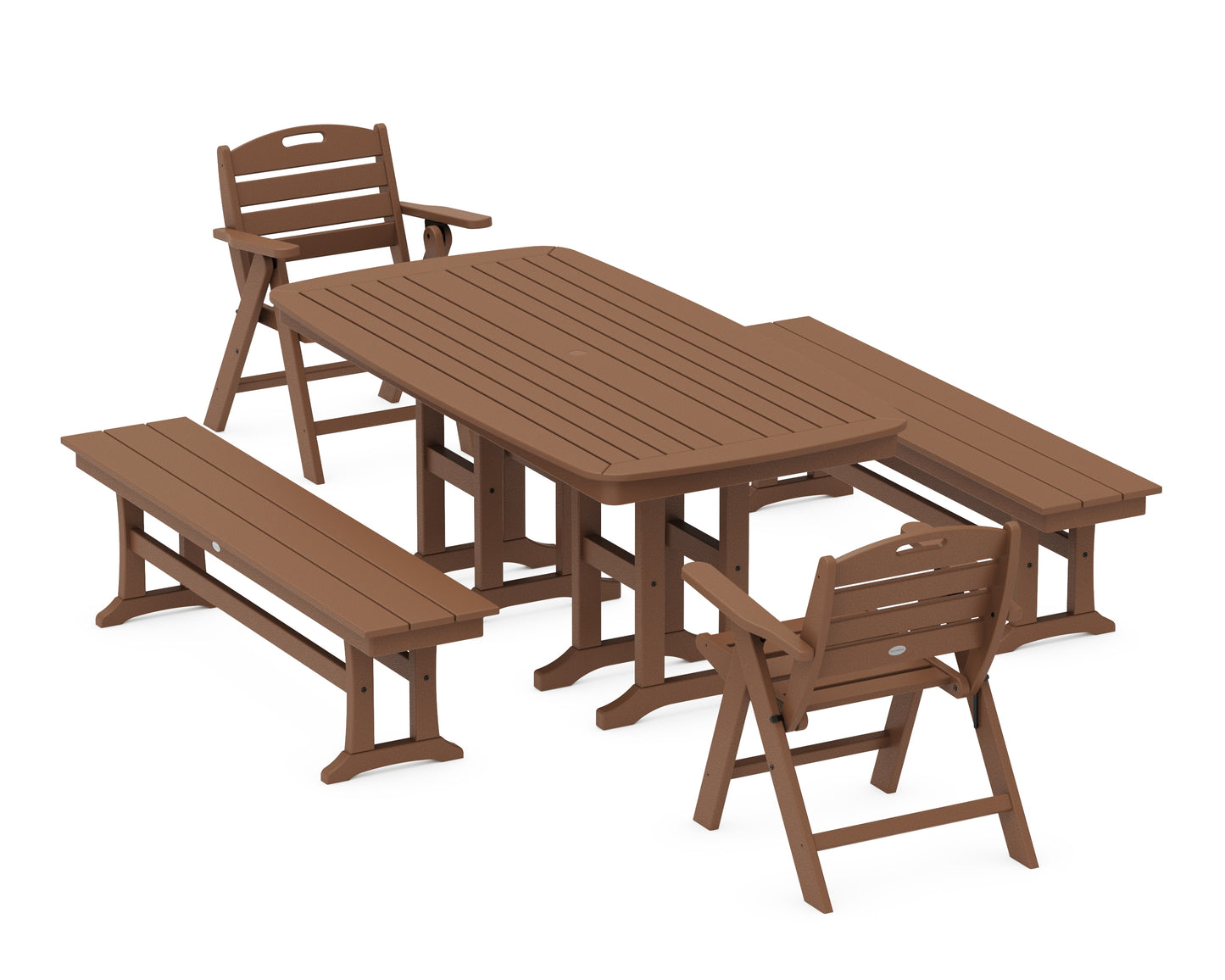 Nautical Lowback 5-Piece Dining Set with Benches