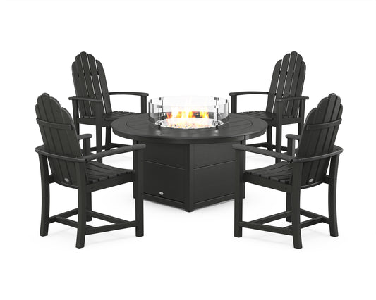 Classic 4-Piece Upright Adirondack Conversation Set with Fire Pit Table