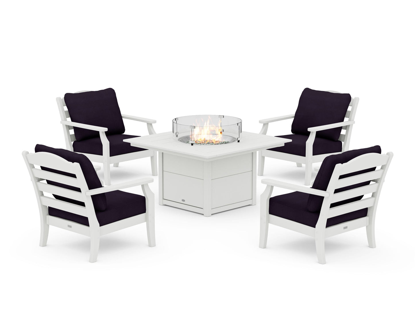Savannah 5-Piece Deep Seating Set with Fire Pit Table