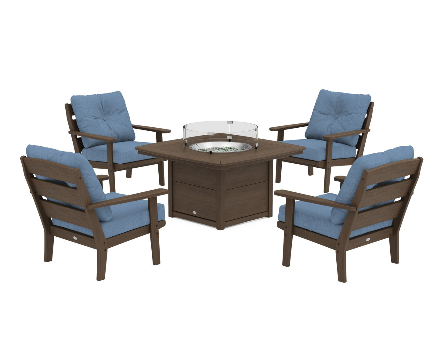 Lakeside 5-Piece Deep Seating Set with Nautical Fire Pit Table