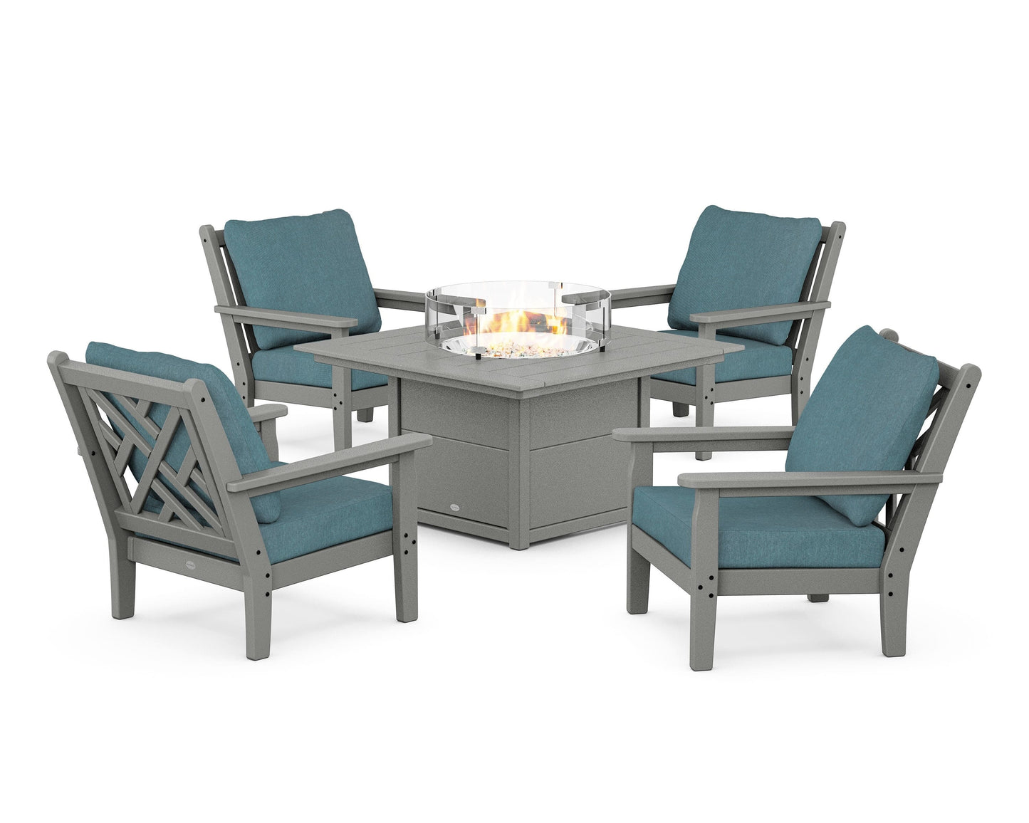 Chippendale 5-Piece Deep Seating Set with Fire Pit Table