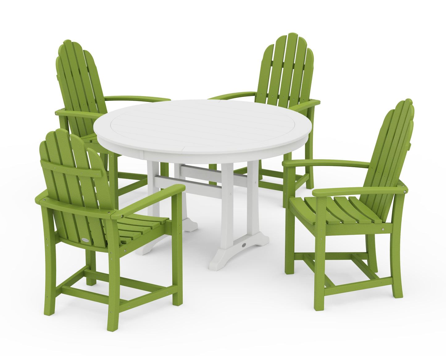 Classic Adirondack 5-Piece Round Dining Set with Trestle Legs