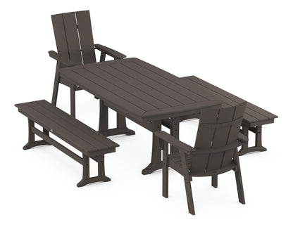 Modern Adirondack 5-Piece Dining Set with Trestle Legs