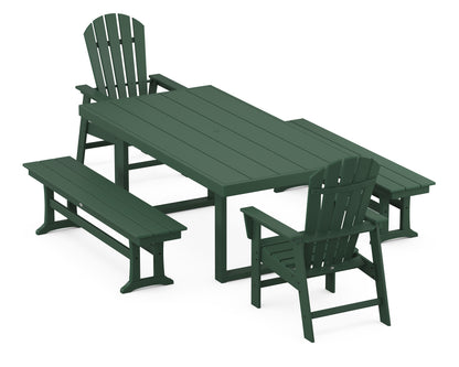 South Beach 5-Piece Dining Set with Benches