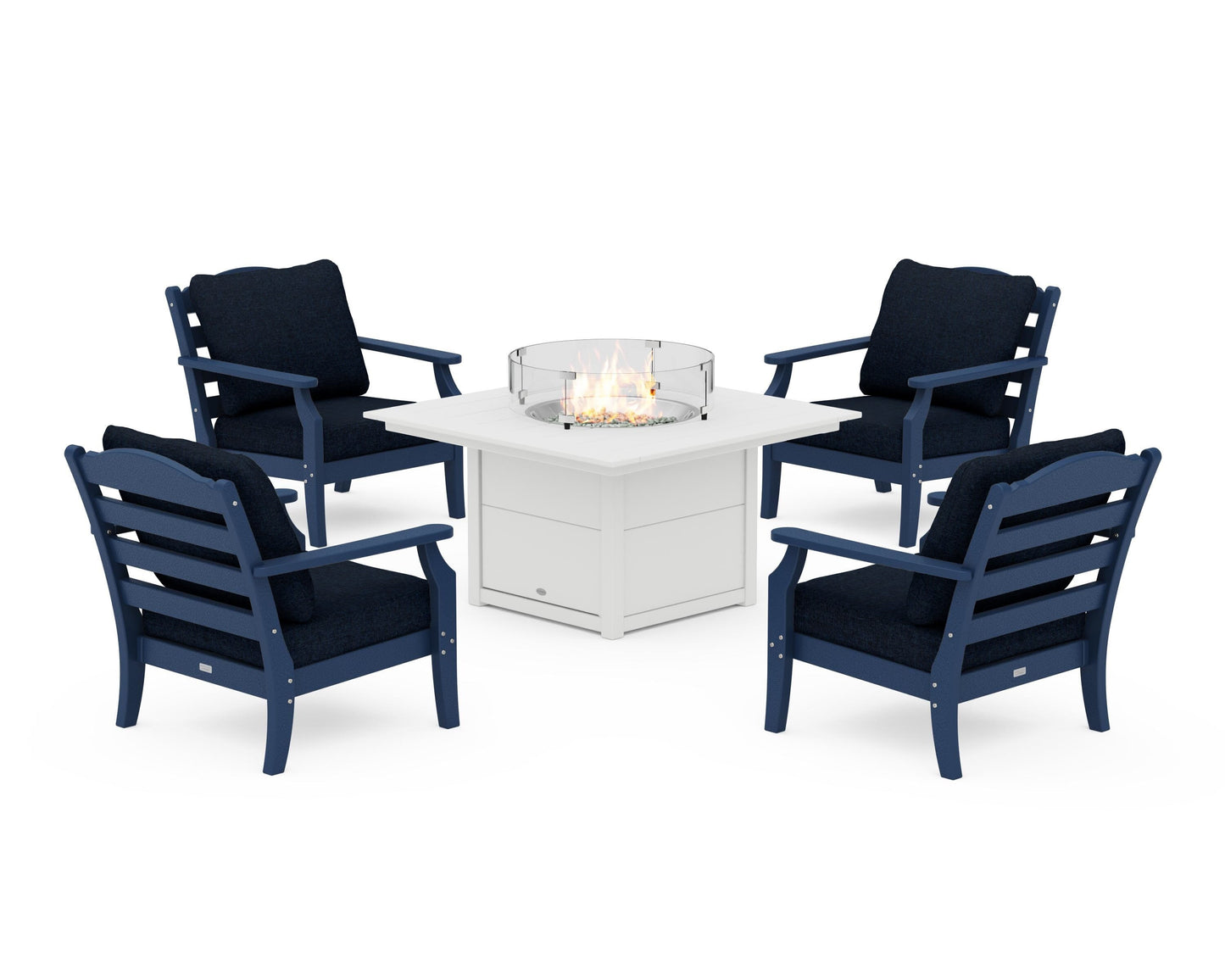 Savannah 5-Piece Deep Seating Set with Fire Pit Table