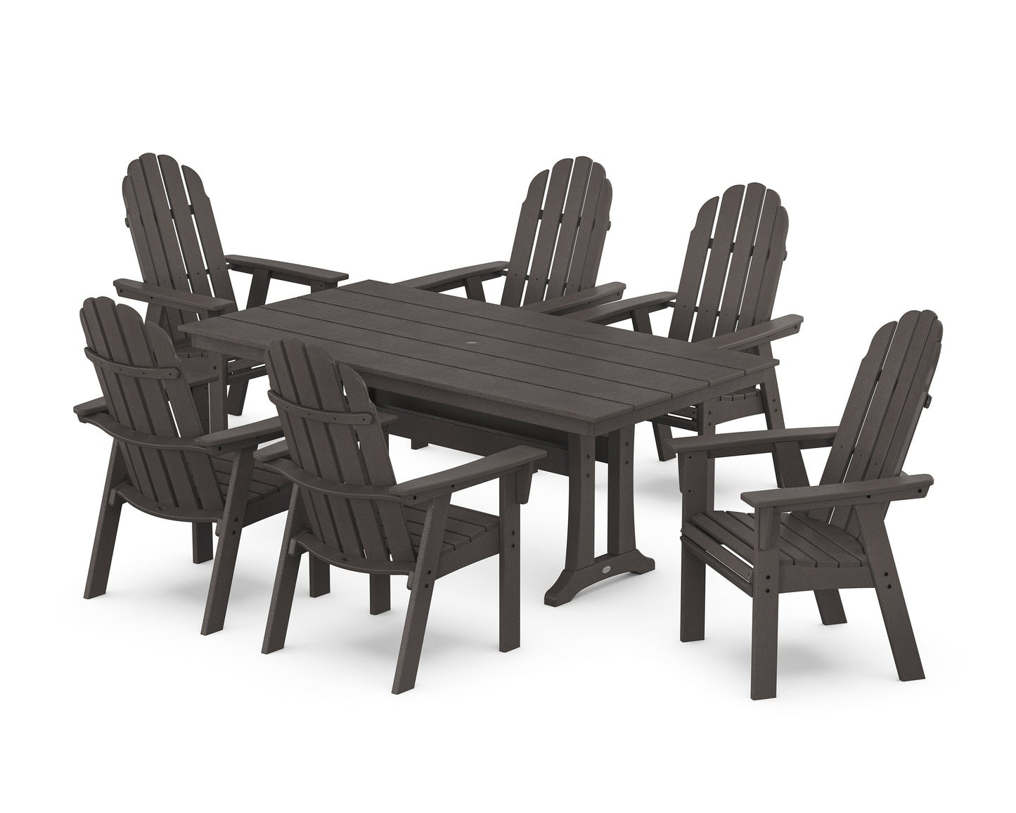 Vineyard Curveback Adirondack Chair 7-Piece Farmhouse Dining Set with Trestle Legs