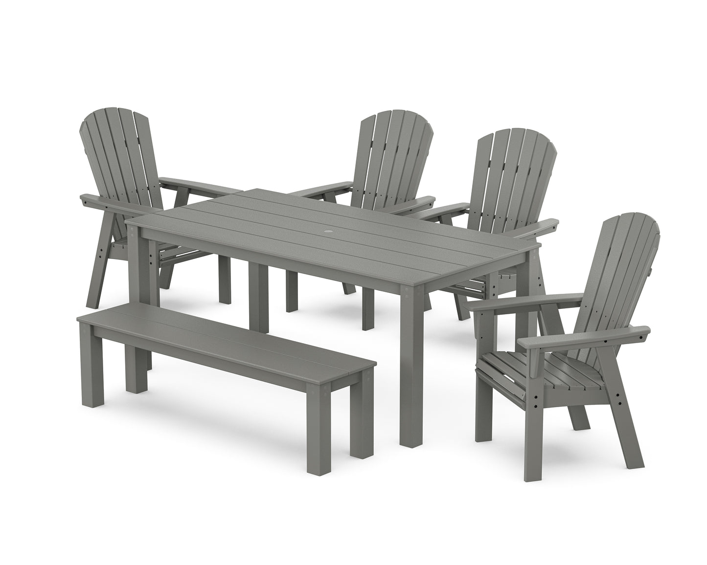 Nautical Curveback Adirondack 6-Piece Parsons Dining Set with Bench