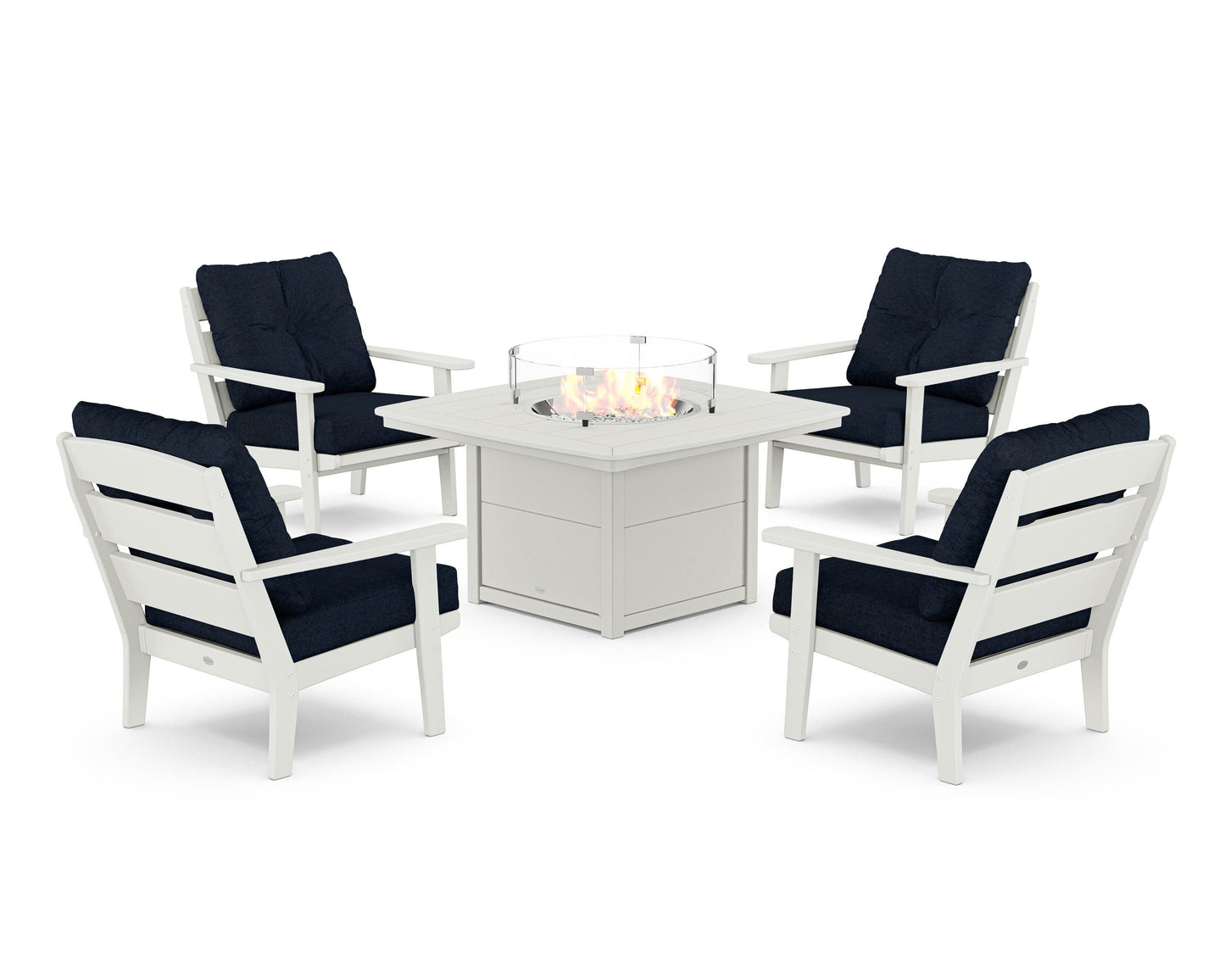 Lakeside 5-Piece Deep Seating Set with Nautical Fire Pit Table