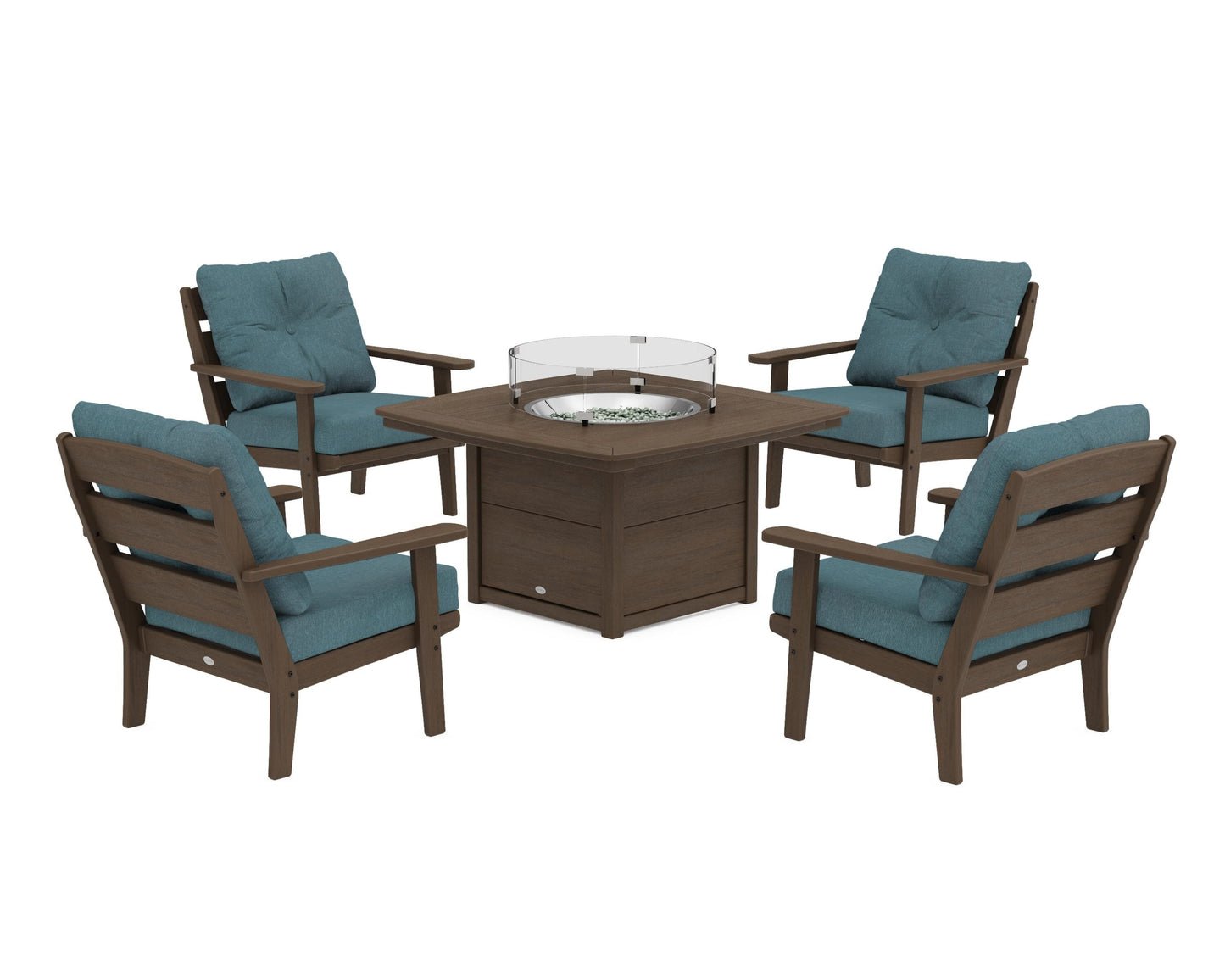 Lakeside 5-Piece Deep Seating Set with Nautical Fire Pit Table