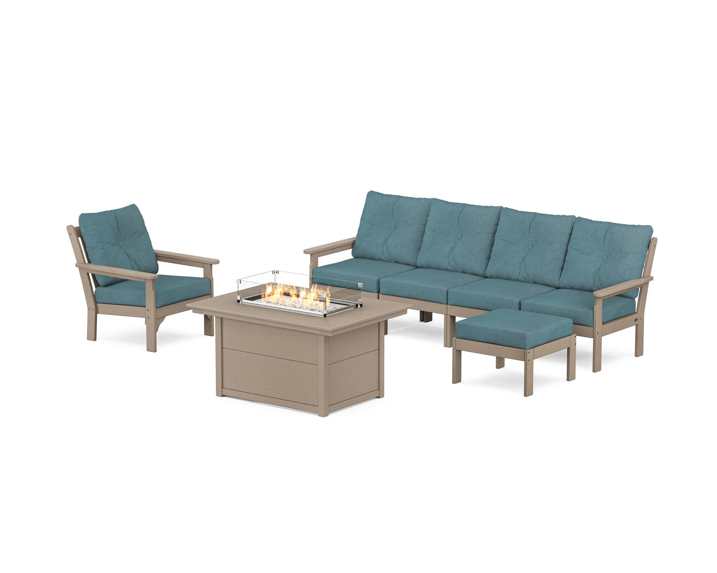 Vineyard Sectional Lounge and Fire Pit Set