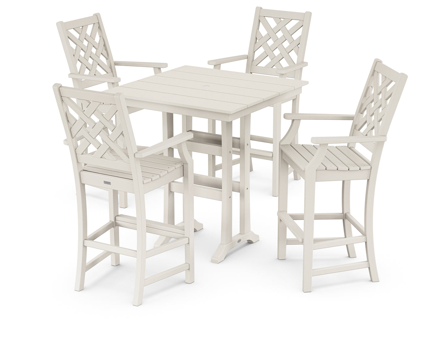 Wovendale 5-Piece Farmhouse Bar Set with Trestle Legs