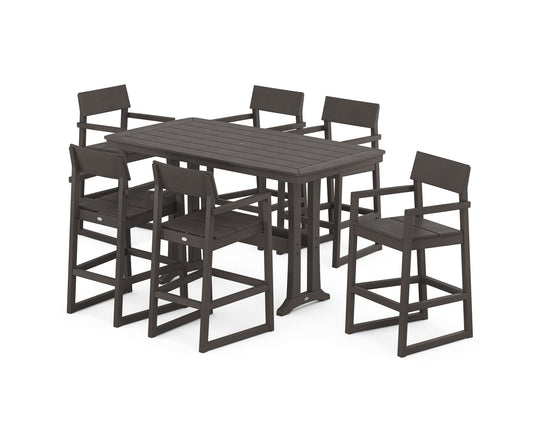 EDGE Arm Chair 7-Piece Bar Set with Trestle Legs